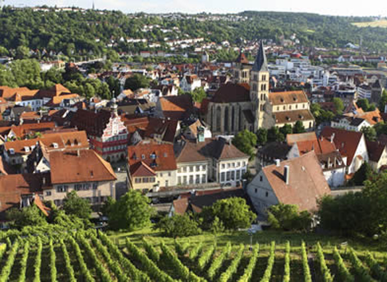 Una vista de la ciudad de Esslingen desde los viñedos.